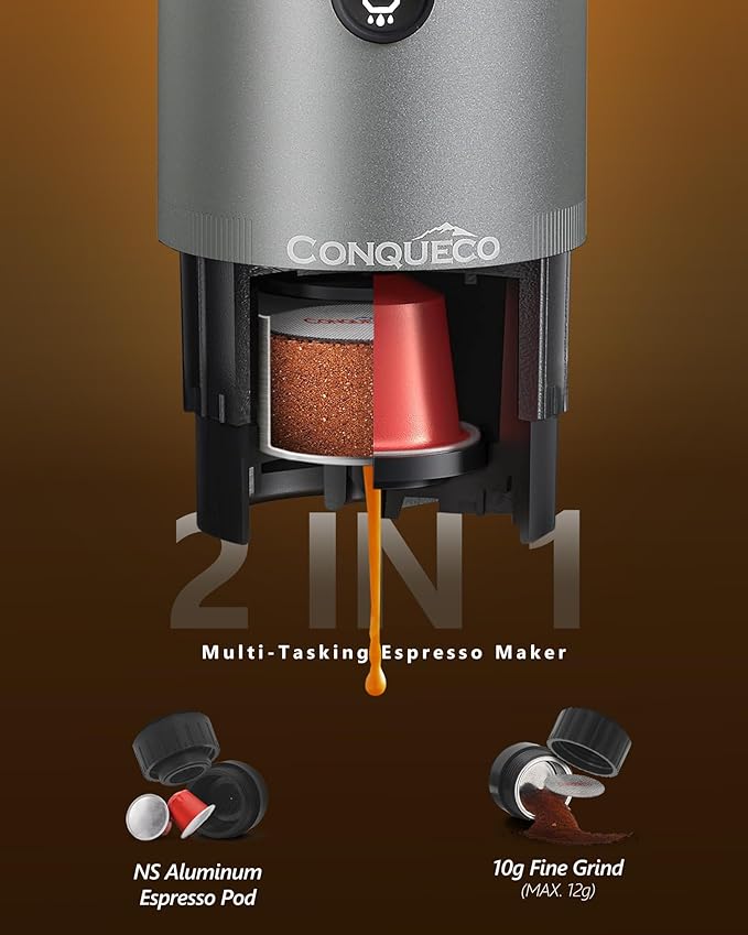 Cafetera Portátil Eléctrica con Batería para Espresso y Cápsulas miniatura 6