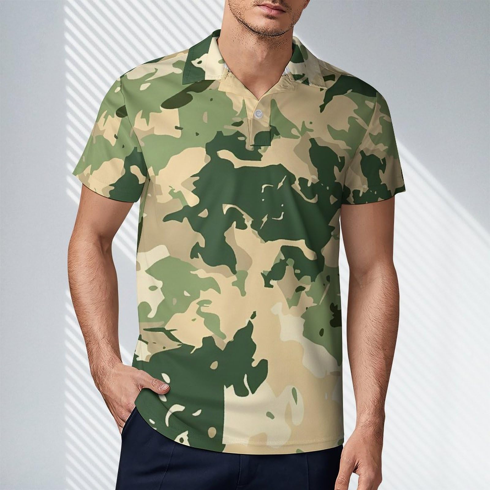 Camouflage Pattern Novelty Men's Short Sleeve Shirts Funny Golf Tennis Work T-Shirt Sport Tee XL