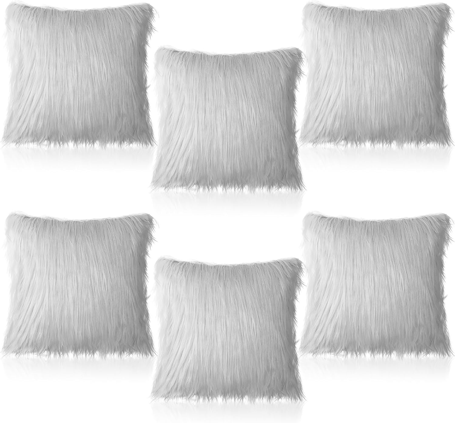Newwiee 6 Pcs Fluffy Pillow Covers Bulk Faux Fur Fluffy