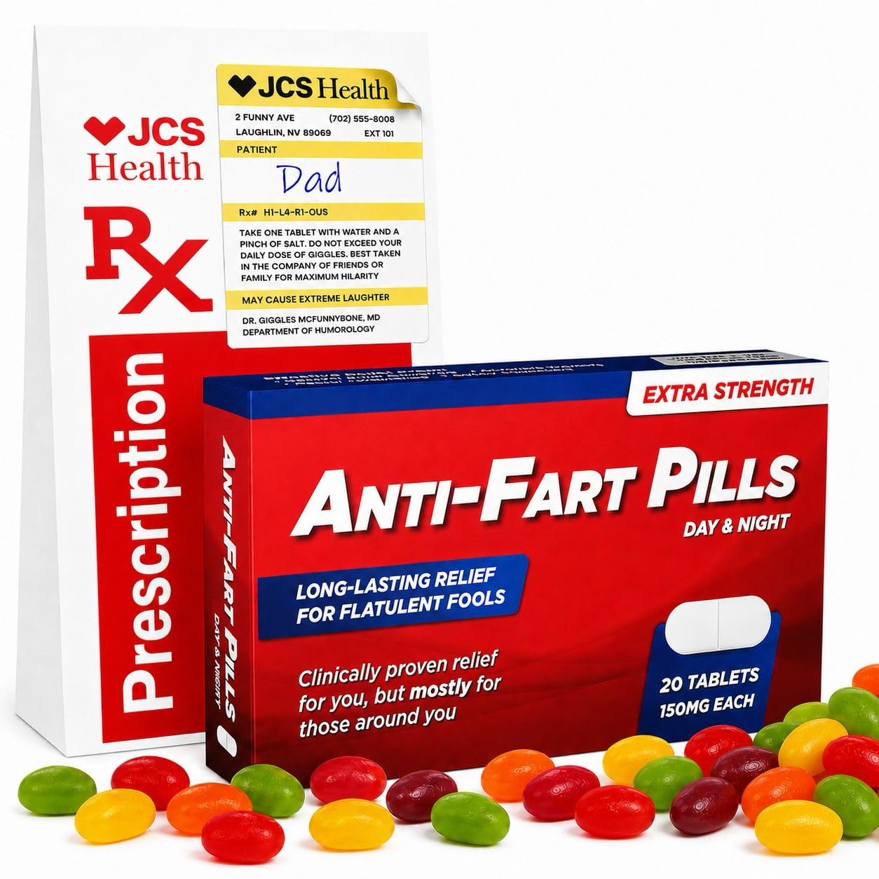 Anti-Fart Pills Funny Father’s Day Gift for Dad, Gift for Husband from Wife, Daughter Son Kids, Novelty Joke Pill Box Candy Gag Gift for Men, Pops, Grandpa, Stepdad, Bonus Dad, Birthday, Retirement