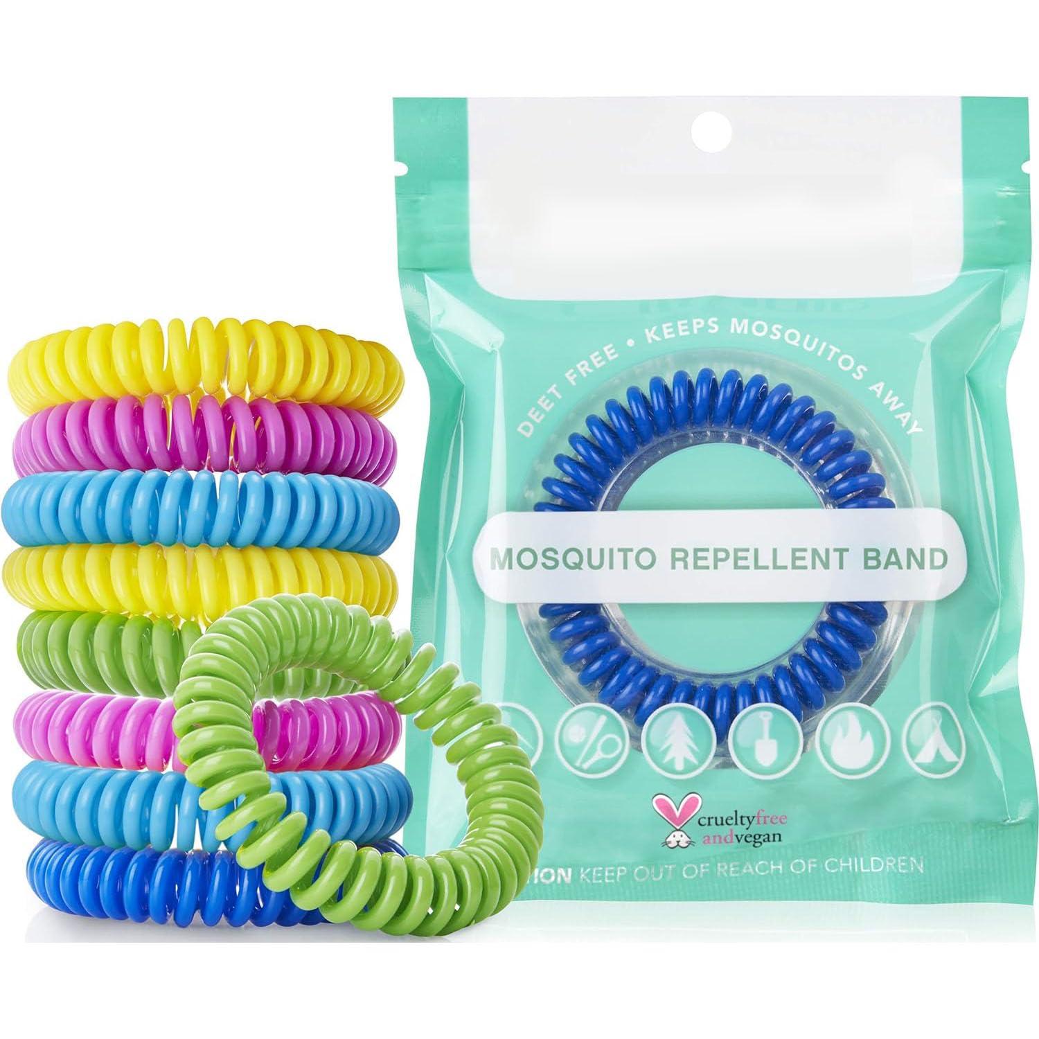 Mosquito Repellent Bracelet, 10 Pack Adjustable Insect Repellent Bracelet, Citronella All Natural Deet Free Anti Insect Bands, Waterproof Outdoor Bug Repellent Wristbands, Individually Wrapped