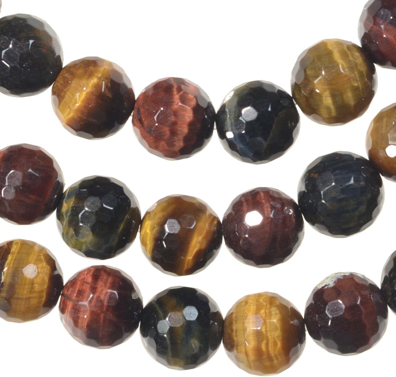 Tigereye Multi Color Micro Facet Round Bead Strand 8mm 16"