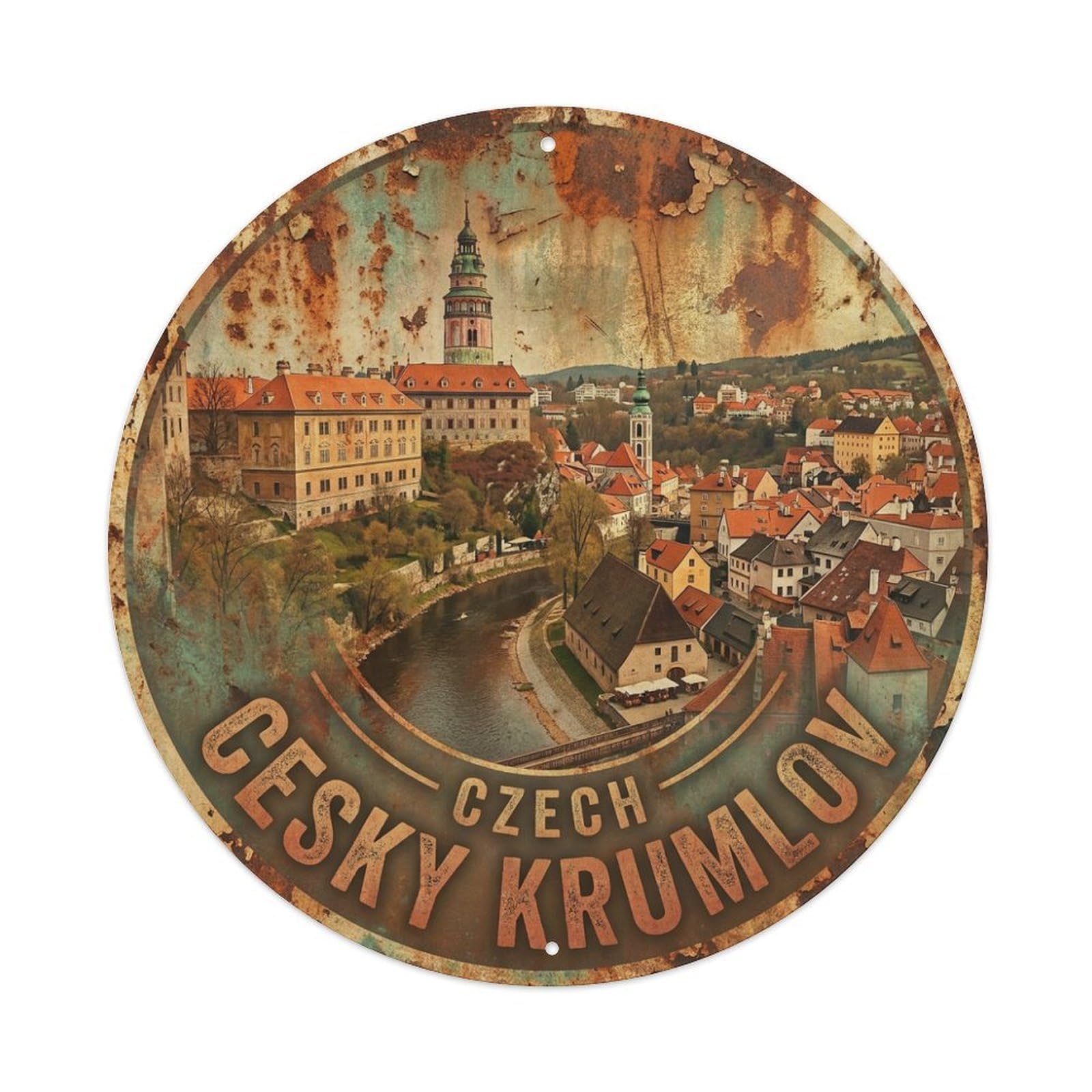 Galvaxio Style Vintage Travel Czech Cesky Krumlov Metal Tin Sign