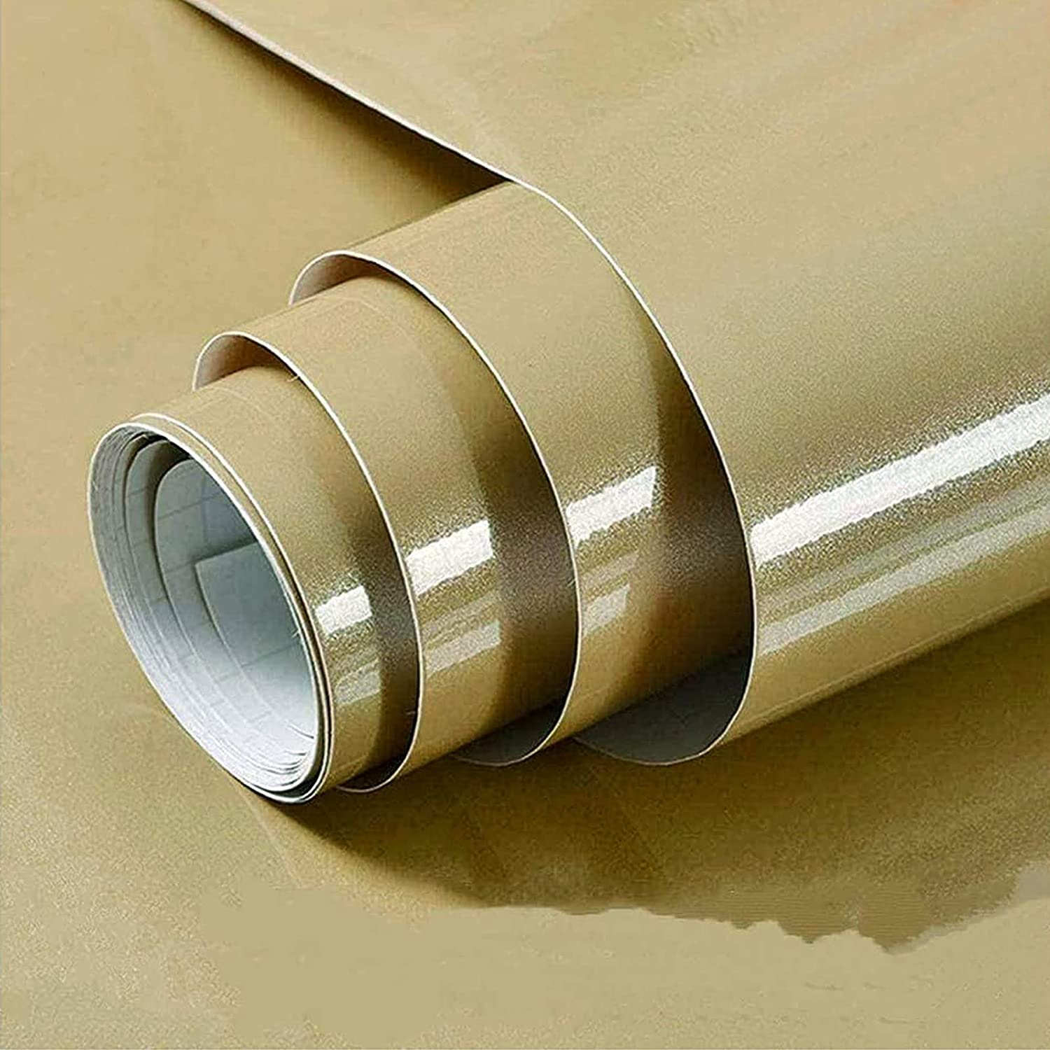 SUNBIRD Shiny Champagne Peel and Stick Self Adhesive Removable Vinyl Film Decorative Film for Kitchen Countertops Cabinets Furniture 24 x 78 Inch-image-22