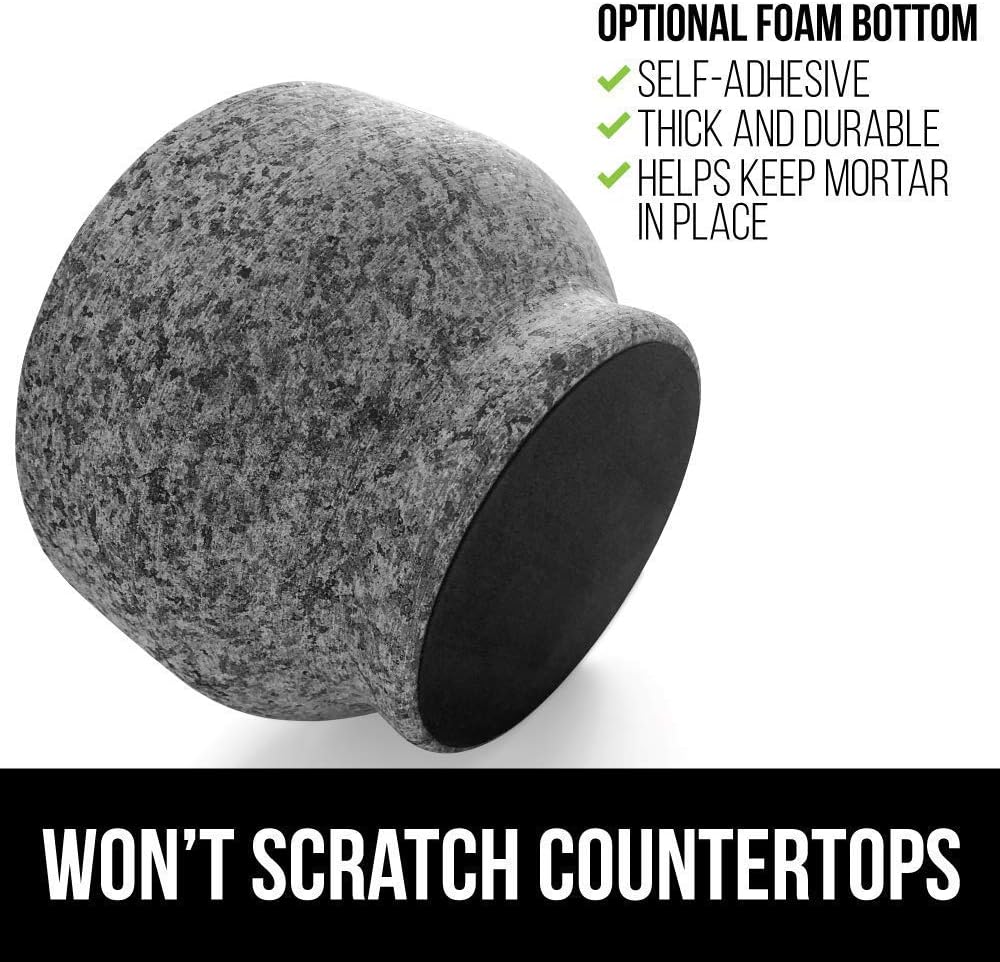 Gorilla Grip Mortar and Pestle and Box Grater, Both in Black Color, Granite Mortar and Pestle Holds 2 Cups, Grater is 4-Sided, Includes Detachable Container, 2 Item Bundle