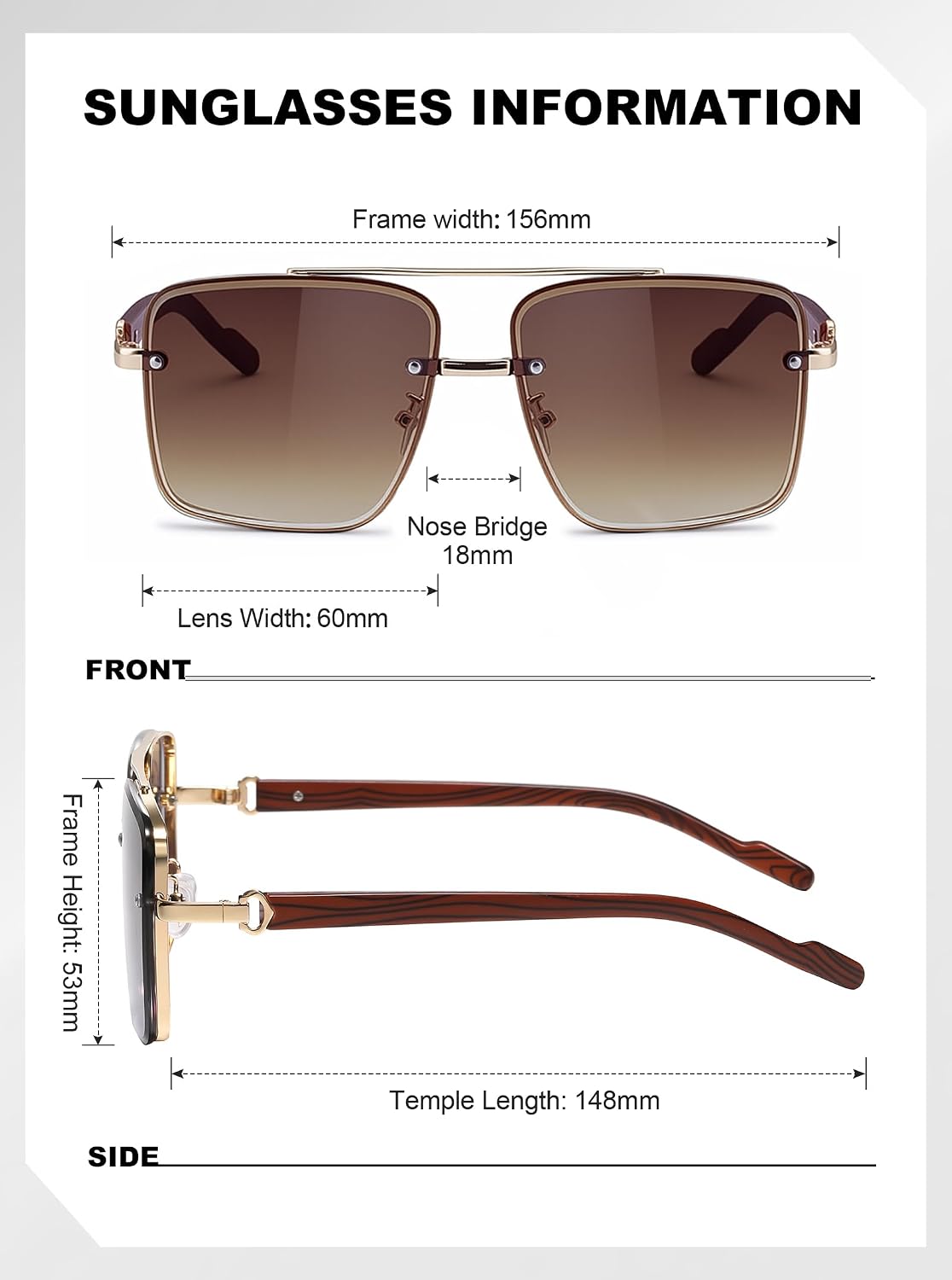 Classic Mens Sunglasses Fashion Gold Frame Shades for Men UV 400 Protection Sunnies(7563)