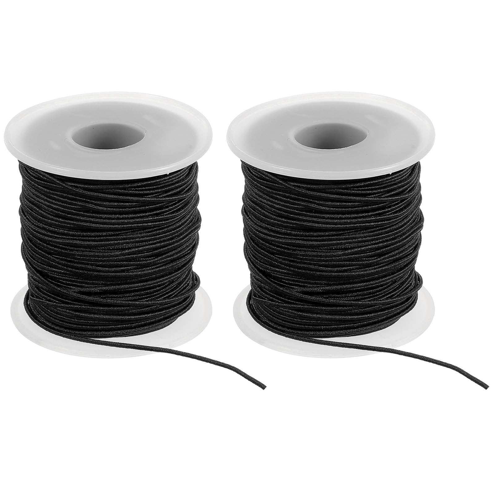 PATIKIL Elastic String for Bracelet 164 Ft/50 Meter Length 1.2 mm Dia, 2 Roll Sturdy Stretchy String Cord for Jewelry Making Necklace Beading Craft DIY, Black