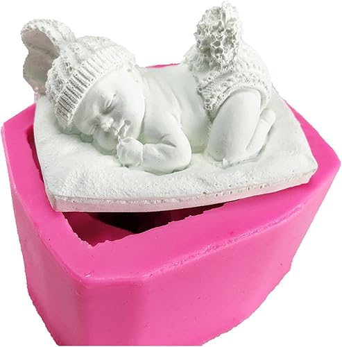Miniatura 1 de Molde de silicona 3D para dormir para bebé, molde de fondant de chocolate, hecho a mano, para jabón, vela, baby shower, fiesta, 1er cumpleaños,