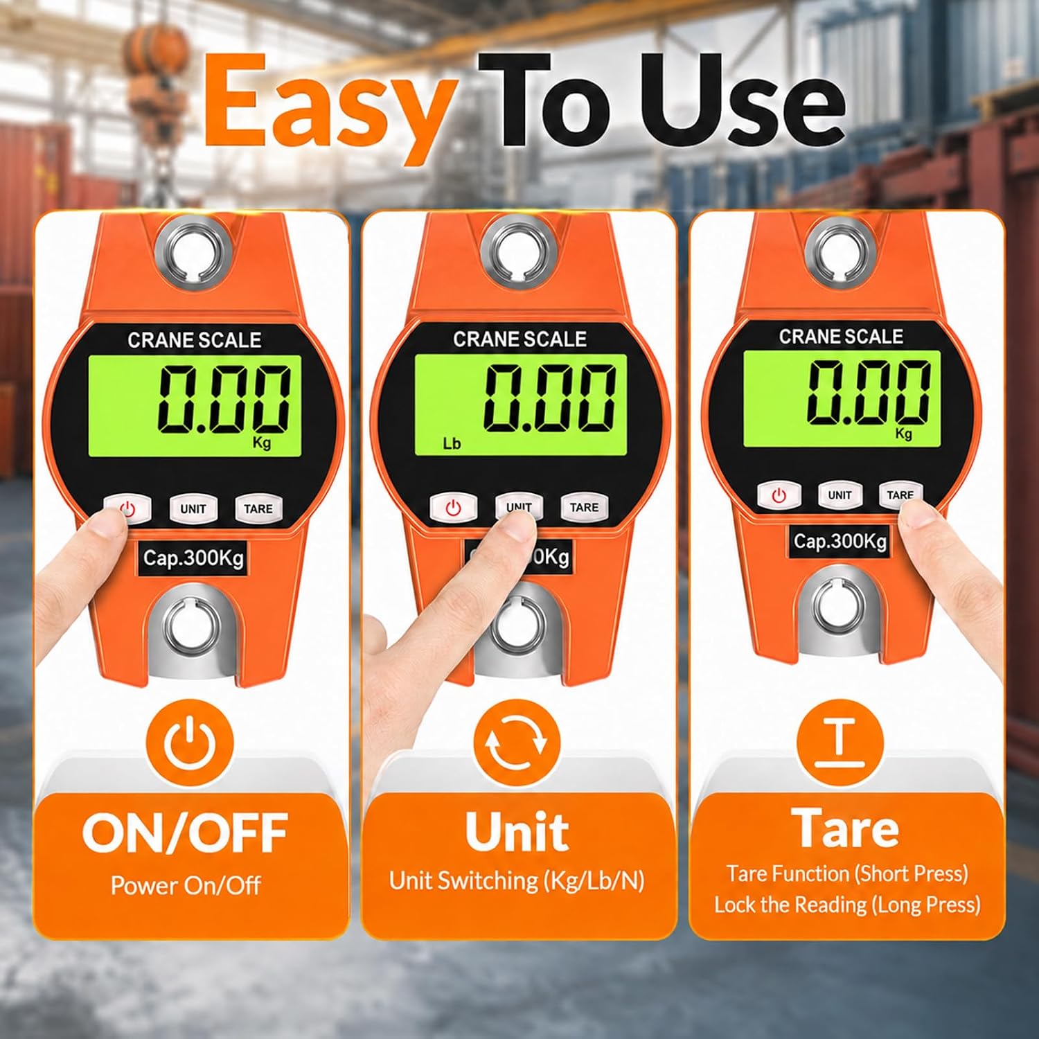 Digital Hanging Scale 660 Lb /300 Kg, Handheld Mini Crane Scale with Hooks and Cast Aluminum Case for Farm Hunting Fishing Outdoor
