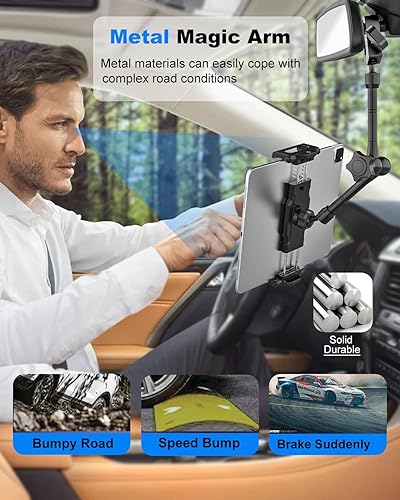 Miniatura 2 de Soporte universal para tableta de espejo retrovisor para automóvil brazo mágico de metal Soporte universal de metal para espejo retrovisor para