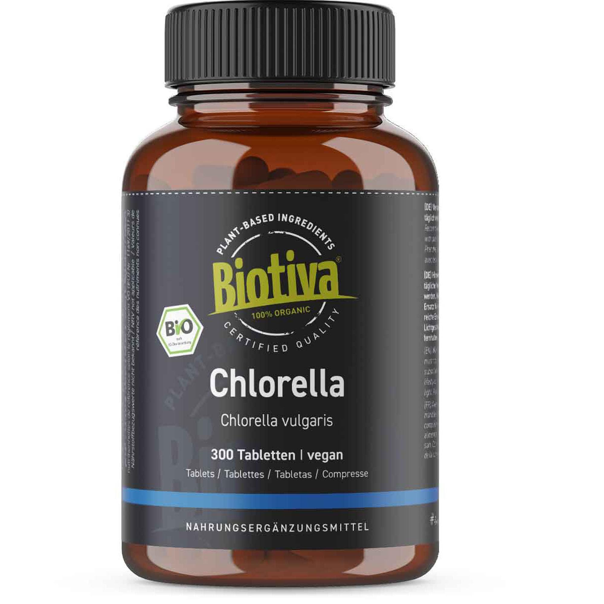 Biotiva Bio-Chlorella Presslinge – 300 Tabletten, hochdosiert, 500 mg