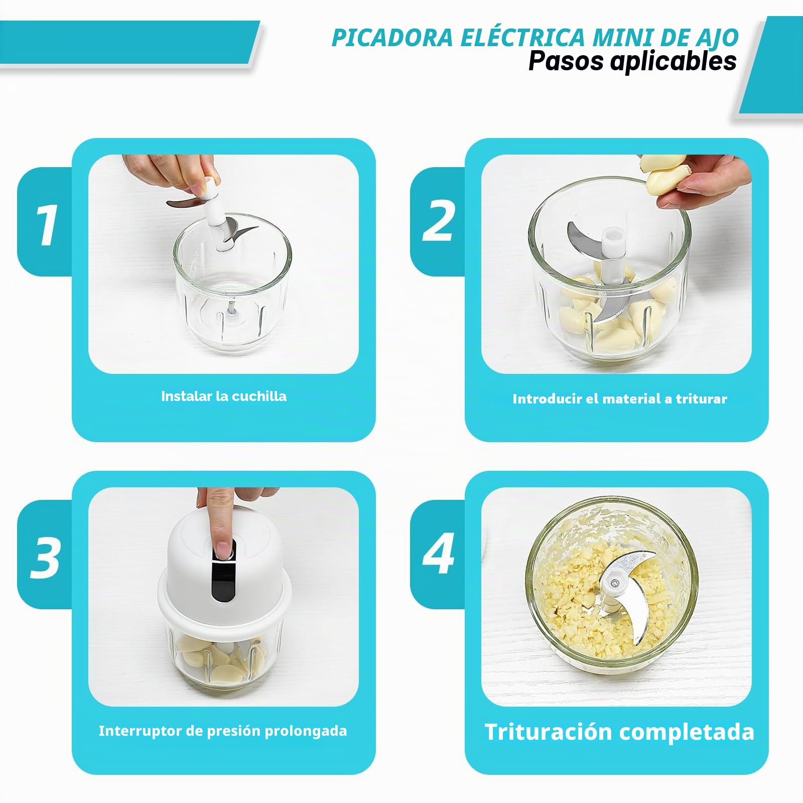 Picadora Electrica 350ml,Picadora de Carne, Trituradora de Cocina Eléctrica,USB - Para Cebolla, Frutas, Nueces, Carne y Ajo