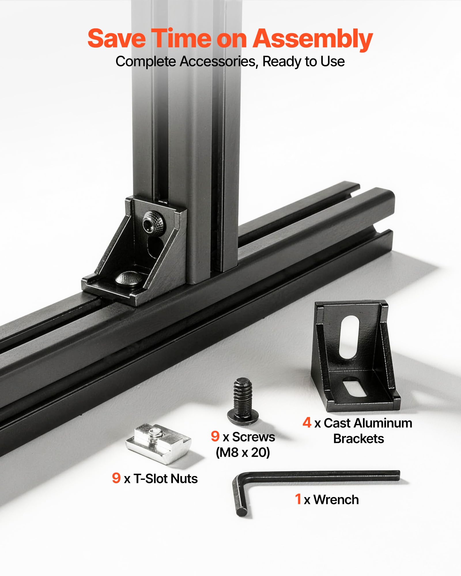 VEVOR 4040 Aluminium Profile 4 Stk. 2 m, Eloxierte T-Nut-Aluprofile nach EU-Standard, Hochfestes Strangpressprofil, Aluminiumschiene für 3D-Druckerteile, CNC-DIY-Werkbänke und Montage, Schwarz