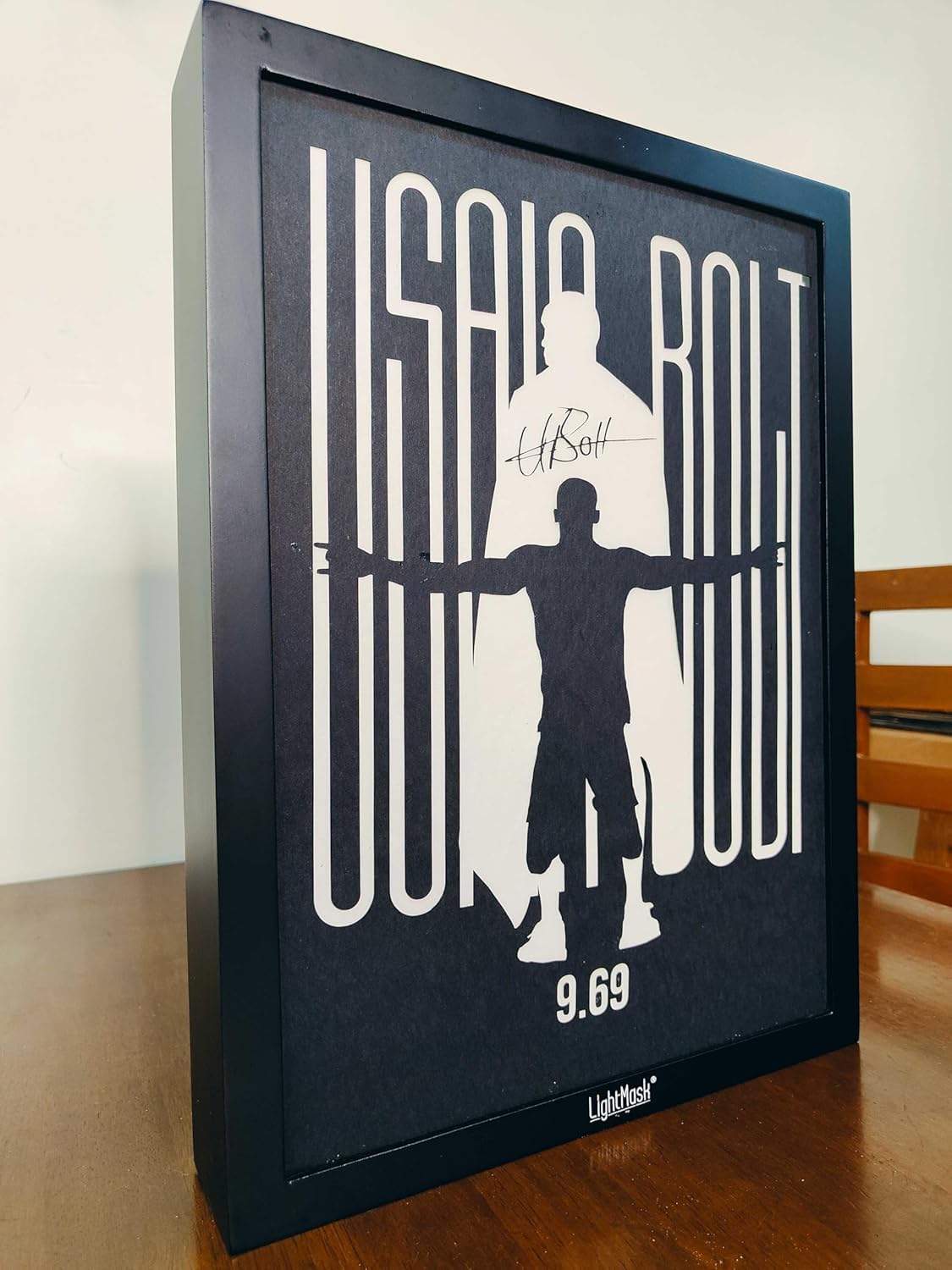 Usain Bolt Shadow Box Frame – LED Photo Frame | 11.6x15.6 Inch Illuminated Light Up Artwork | Iconic Pose with LED Glow | LED Night Light Painting, Light Art Decor, Lamp, Decoration LED Wall Art 2