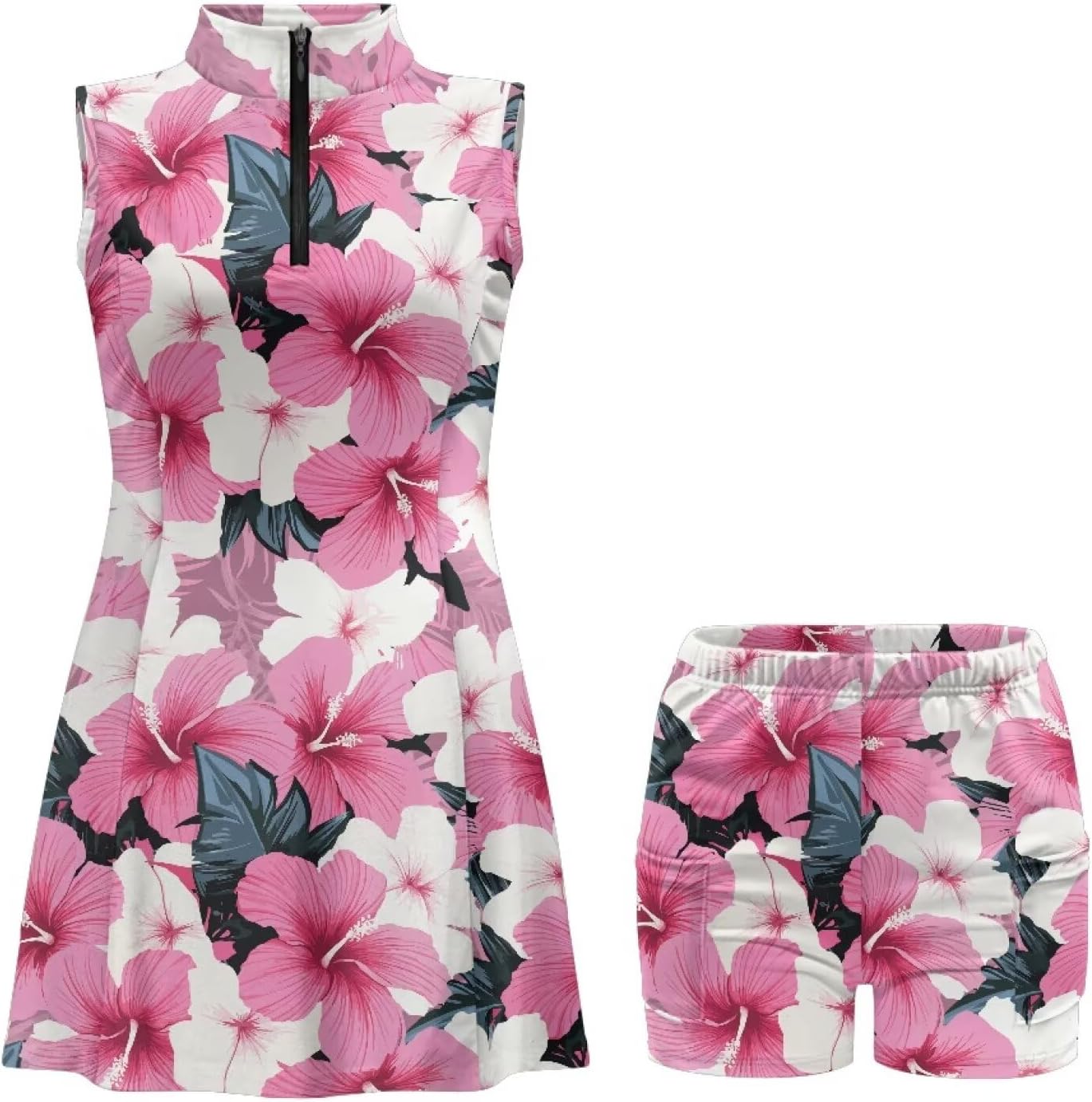 Summer Womens Tennis Golf Dress Polo Sleeveless Athletic Workout Dresses Built in Shorts with Pockets