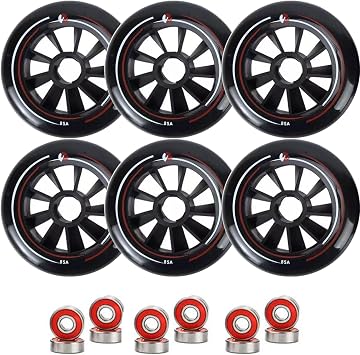 3-Pack 6-Pack Speed Skating Inline Wheels 90mm 100mm 110mm Inline Skate Wheels with ABEC-9 Bearings 85A Inline Skate Replacement Wheels Big wheels Training black,6