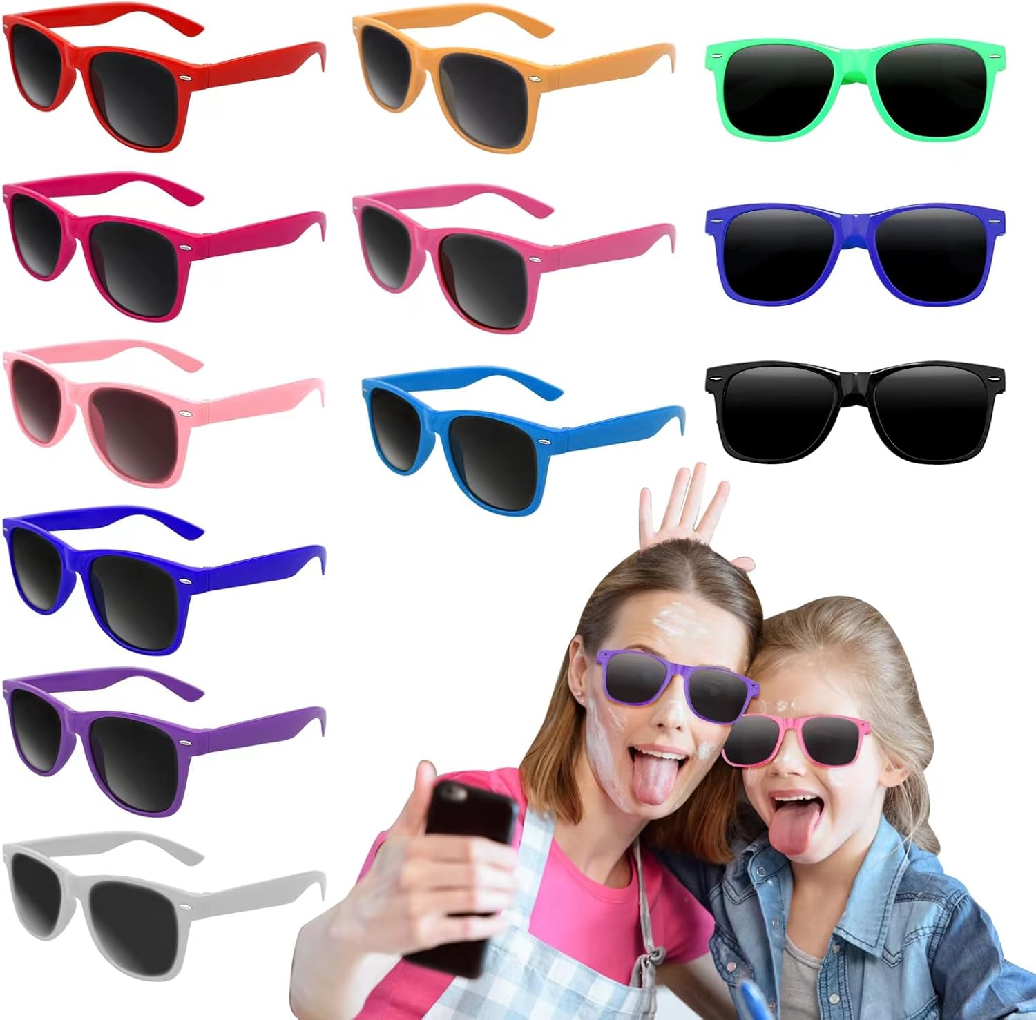 Teokantz 12 Pack Neon Sunglasses Party Sunglasses Multipack with UV