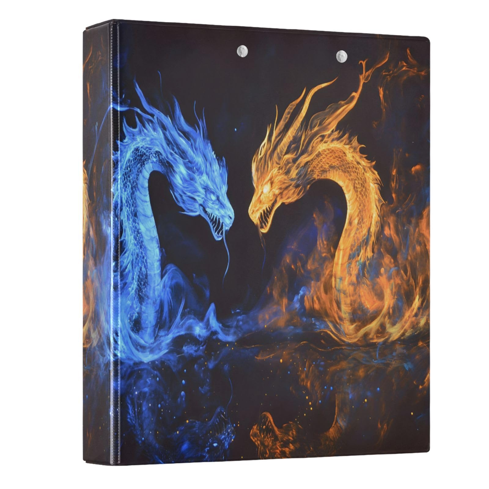 3 Ring Binder Funny Dragon Orange Dragon 1.5 inch Binders Three Ring Binders with Clipboard Fit 8.5'' x 11'' Paper 3 Interior PVC Clear Pockets for Office Supplies