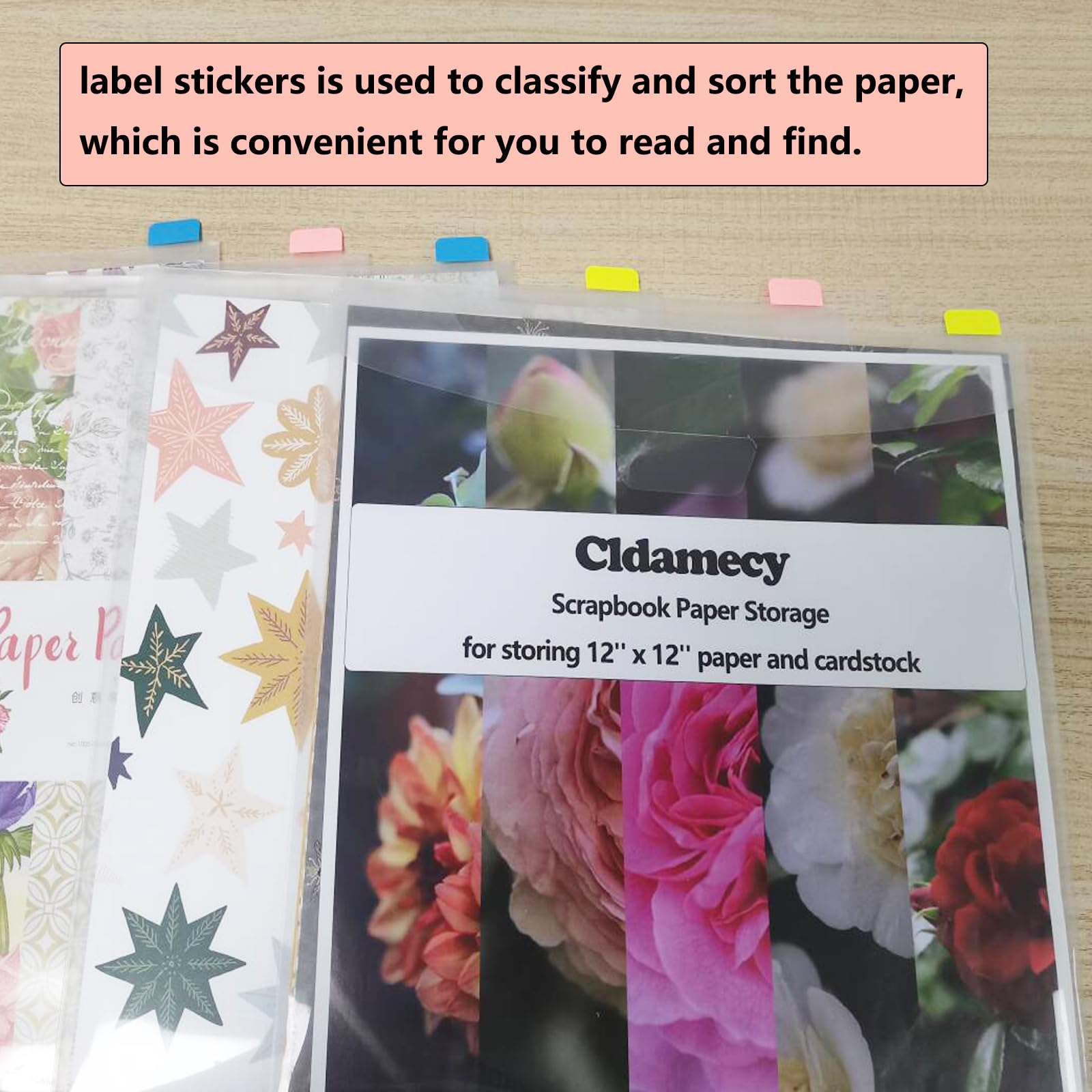 32 Pcs Transparent Scrapbook Paper Organizer Envelopes – 12x12", With 60 Labels, For Cardstock & Vinyl