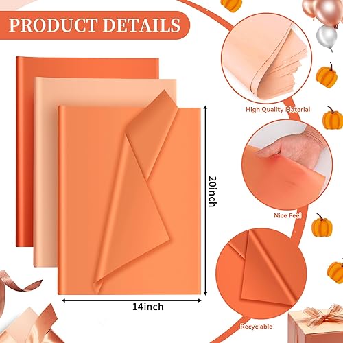 Miniatura 2 de 30 hojas de papel de seda naranja para embalaje, bolsas de regalo, papel de seda a granel para bodas, cumpleaños, proyectos de bricolaje, Navidad,