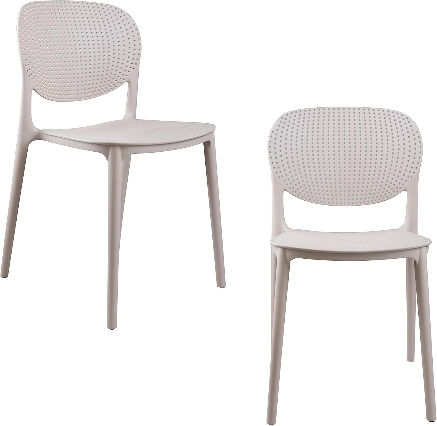 CozyBlock MESH Perforated Stackable Dining Chair for Both Indoor and Outdoor – Set of 2 (Biege)