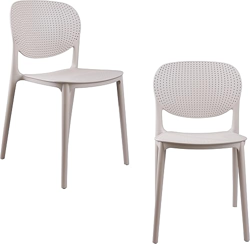 CozyBlock - Silla de comedor apilable perforada de malla para interior y exterior, juego de 2 (verde azulado)