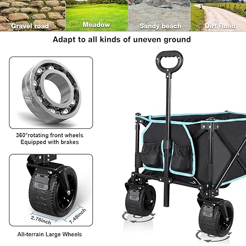 Miniatura 4 de Carros plegables plegables resistentes para jardín, interiores y exteriores, con ruedas grandes, gran capacidad de 280 libras, mango ajustable para