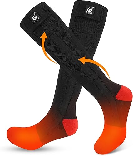 SNOW DEER Heated Socks for Men Women, 7.4V Rechargeable Battery Electric Socks, Heated Ski Socks for Hunting Fishing Camping Hiking Skiing Foot