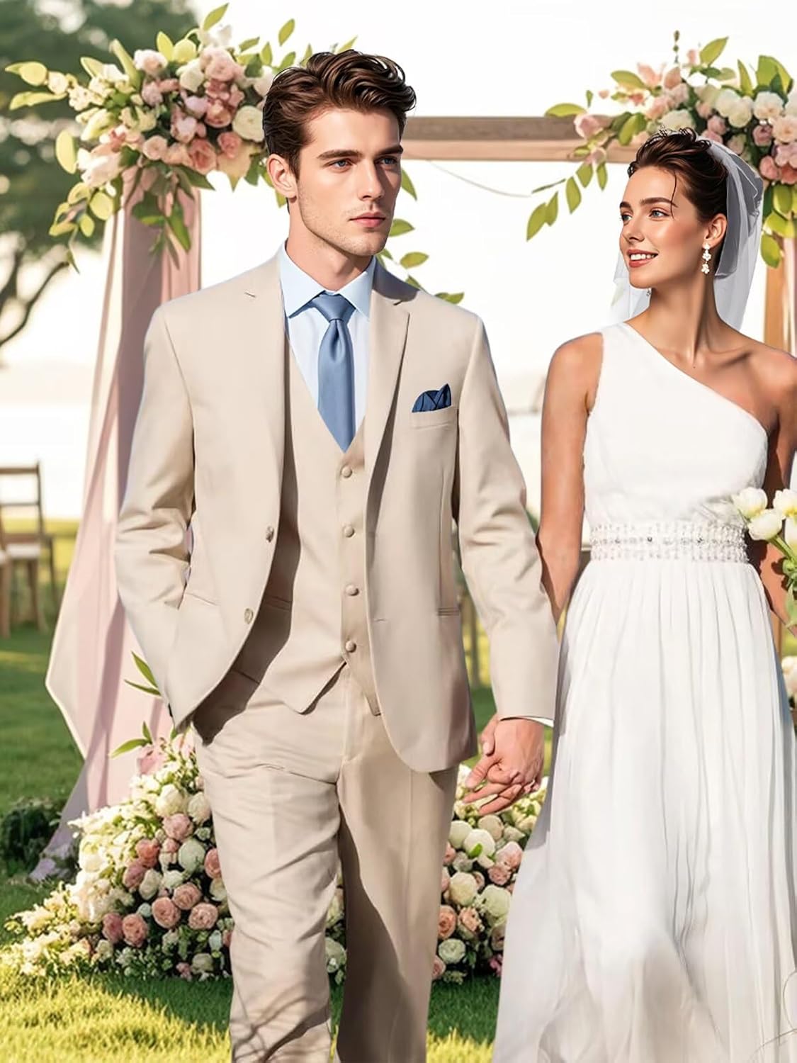 Men's Suit 3 Piece Slim Fit, Casual Tuxedo Business Wedding Suit - Image 3