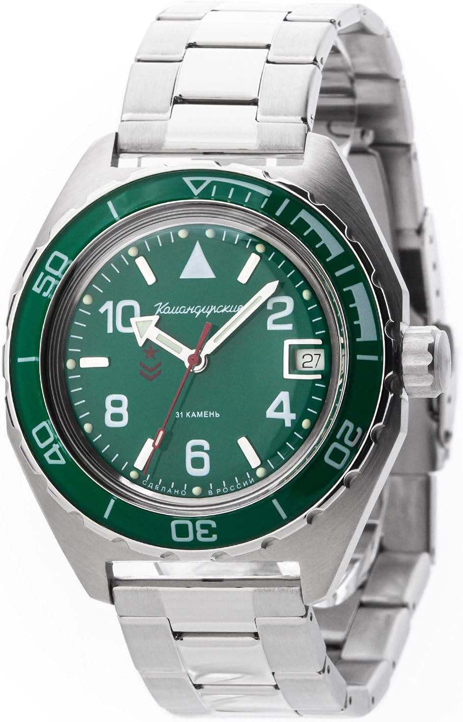 Vostok Komandirskie 2416/650853 - Orologio Meccanico Automatico Russo - Subacqueo 20 ATM (200m) - Cassa Acciaio, Quadrante Blu, Cinturino In Tessuto