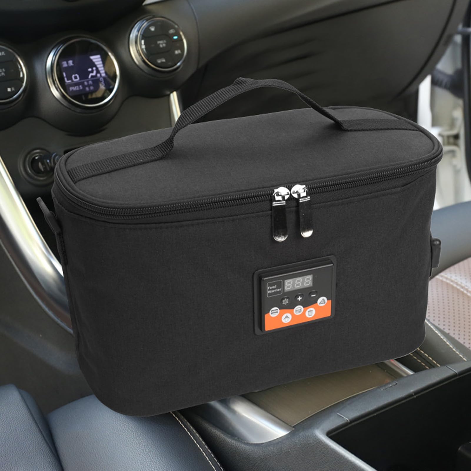 Luqeeg Borsa Termica per Auto, Scaldavivande Elettrico, Forno Portatile con Display a Temperatura Regolabile 30w 8l 12v per Cucinare e Riscaldare Gli Alimenti in Auto (BLACK)