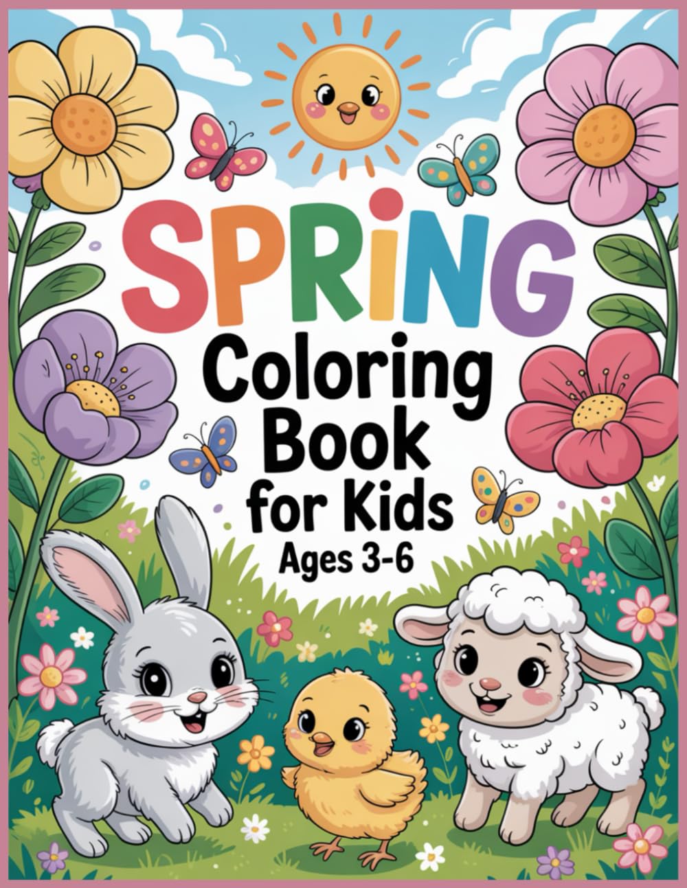 Spring Coloring Book for Kids, Ages 3-6: Big, Easy & Fun Coloring Pages with Flowers, Cute Animals, and Happy Spring Scenes