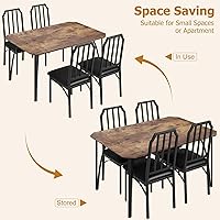 Vista 3 de GAOMON Juego de mesa de comedor para 4, mesa de cocina rectangular y sillas tapizadas para 4, juego de mesa de comedor de 5 piezas con diseño