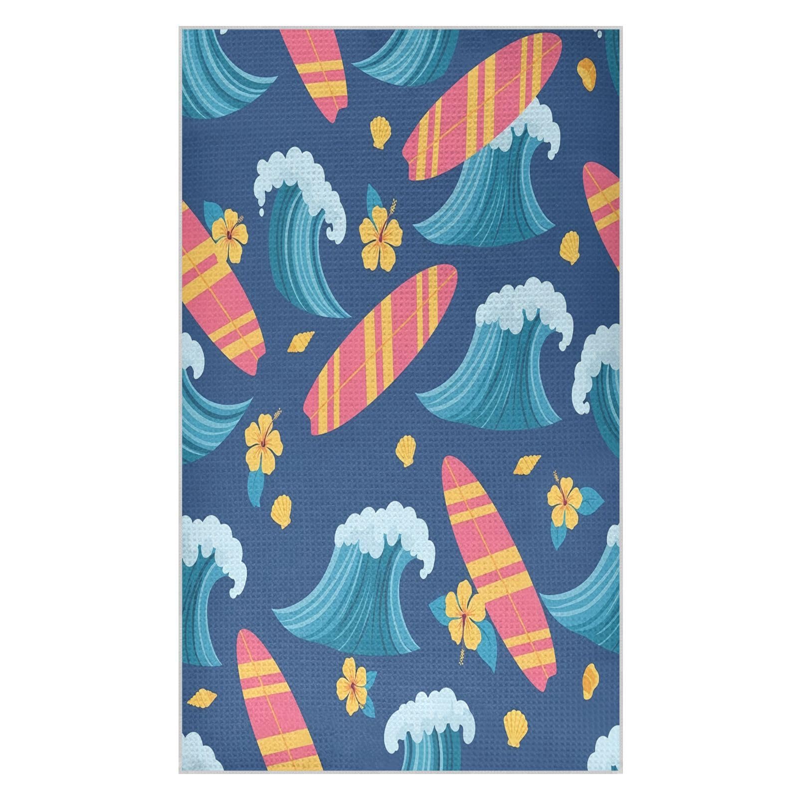 BURSTDDY Surfboard Kitchen Towels,Absorbent Dish Towels 2 Pack