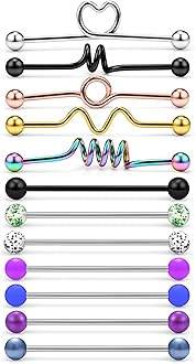 12Pcs 16G Surgical Steel Industrial Barbell for Women Men Cartilage Earring Helix Rings Piercing Jewelry Bar Length 38mm (1 1/2 Inch)