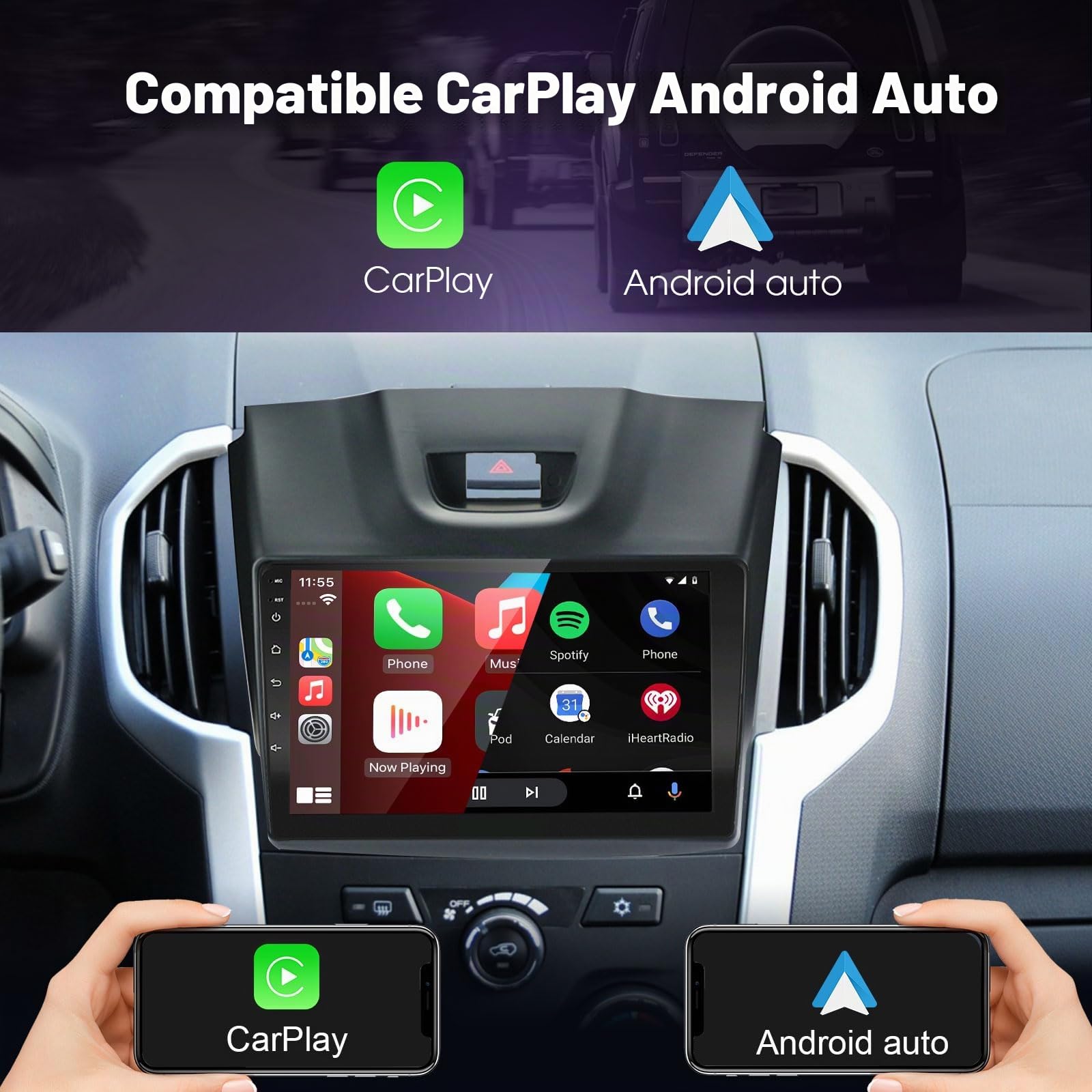 2 DIN Carplay Android Autoradio pour Isuzu D-Max 2012-2018, MU-X 2013-2017