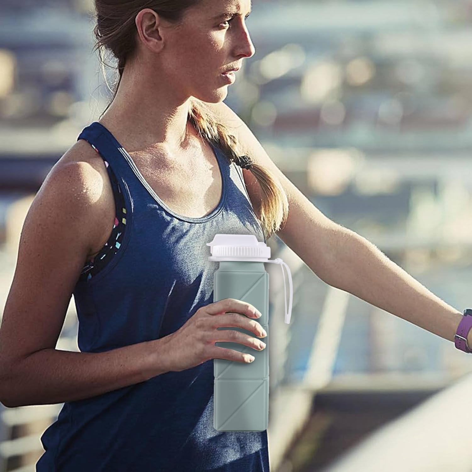 Bouteille D'eau 700ML Pliable Ensemble Bouteille D'eau Réutilisable