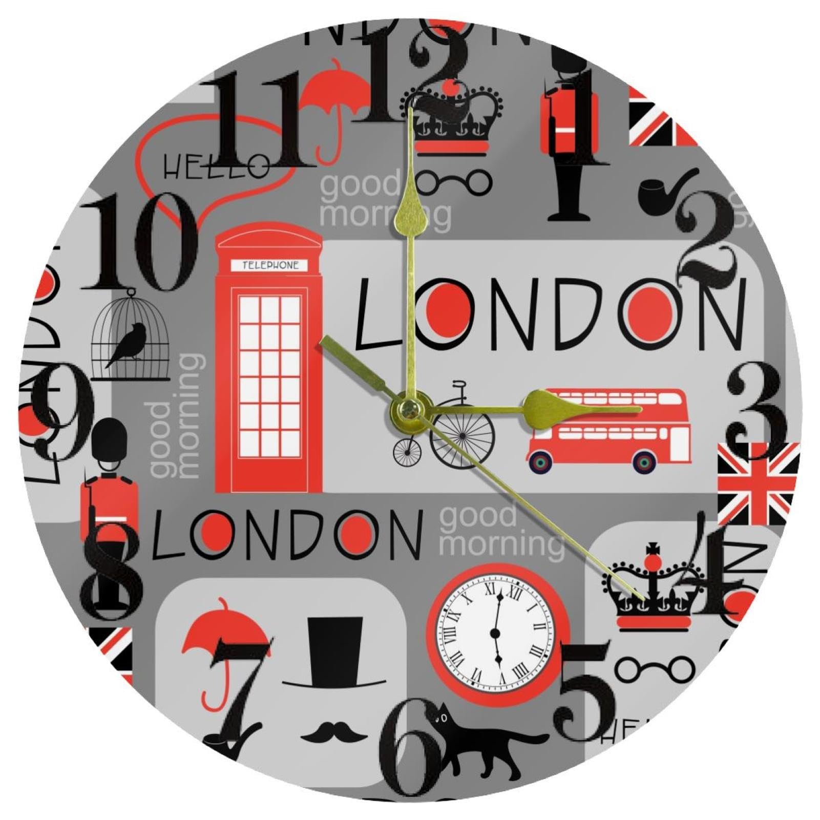 Horloge murale cuisine grise à quartz ronde pour maison et bureau
