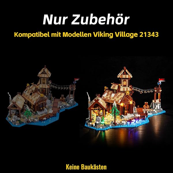 BrickBling Set de luces LED para Lego 21343 Viking Village (No Lego), set de iluminación decorativa para Lego Ideas 21343 villa vikinga juguete creativo – versión estándar, DE-P55001-21343 - 3
