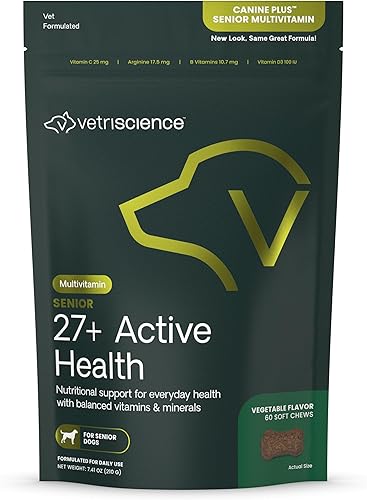 VetriScience Canine Plus Multivitamina para perros mayores suplemento vitamínico recomendado por veterinarios apoya el estado de ánimo la piel el