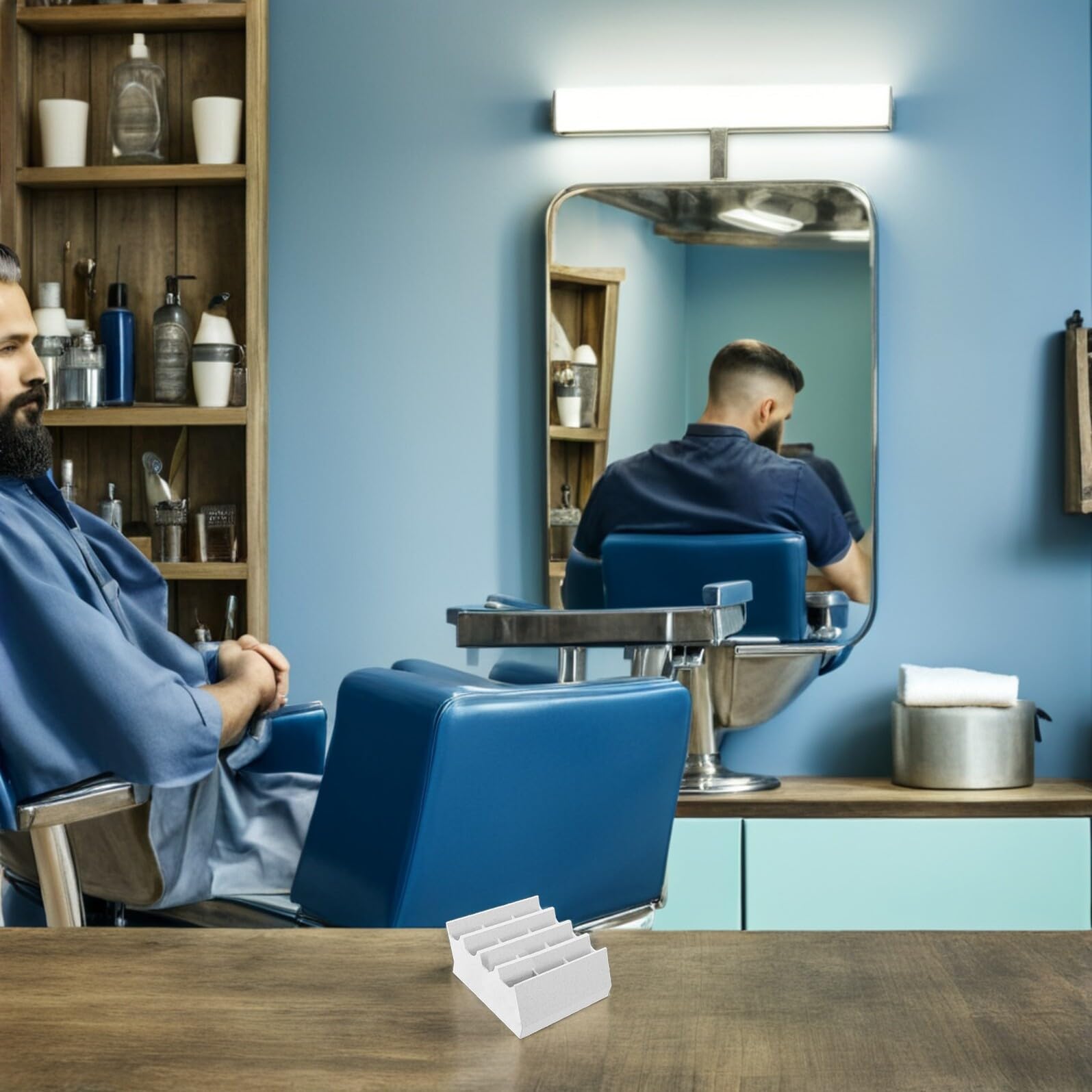 Organizzatore Scatola Multi-slot per Lame da Barba e Taglio Chioma 12 Scomparti in Pla Bianco Conservazione Sicura e Accesso Rapido per Uso in Bagno e Studi di Parrucchiere