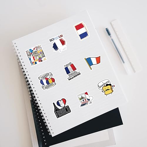 Miniatura 9 de Paquete de 54 calcomanías francesas, calcomanías de vinilo estético de graffiti impermeables para botella de agua, laptop, teléfono, álbumes de