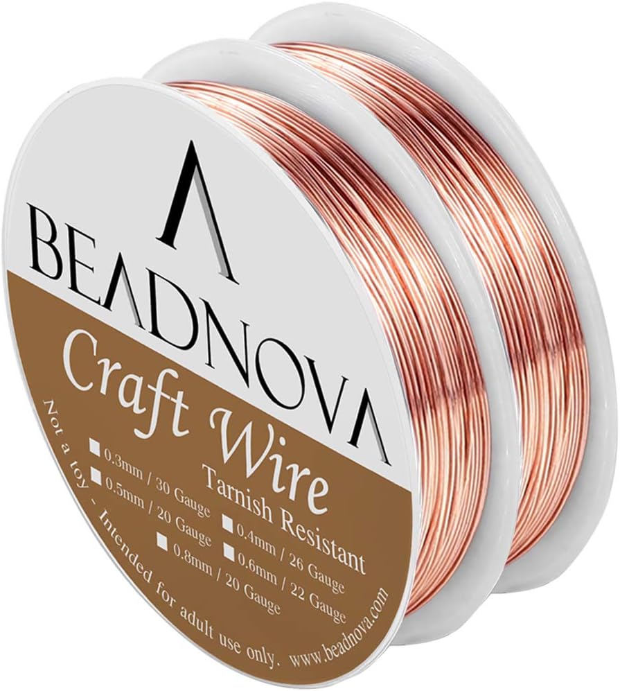 BEADNOVA Bare Copper Wire Tarnish Resistant Jewelry Making Wire (Copper,20gauge)