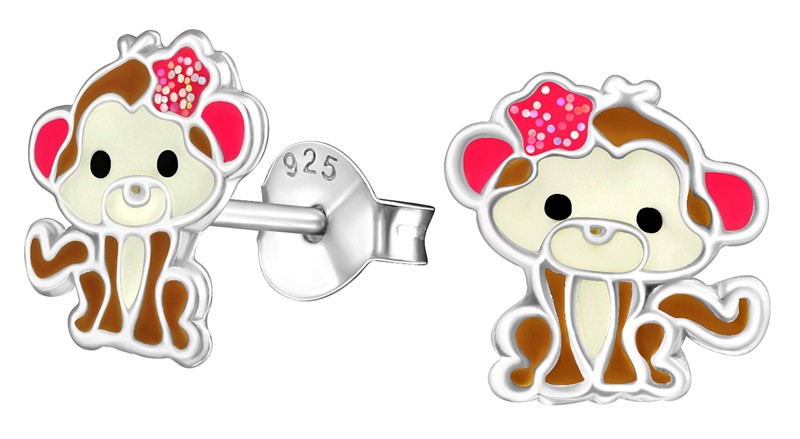 KIWI DAISYBest Wing Jewelry .925 Sterling Silver Monkey Tiny Stud Earrings