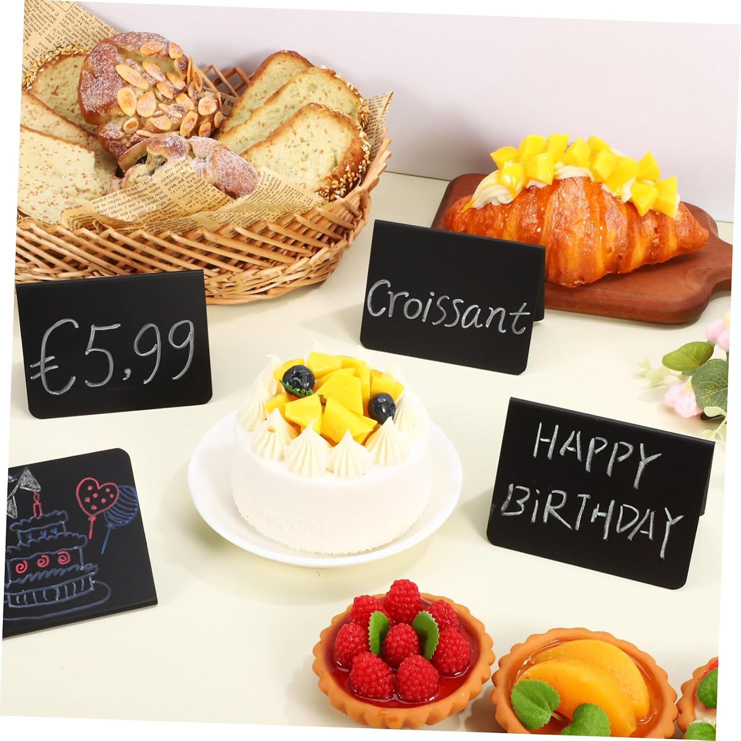 40 Pcs Mini Blackboard Signs Tabletop Buffet Sign Stands Garden Blackboards Small Board Stands Food Label Holders