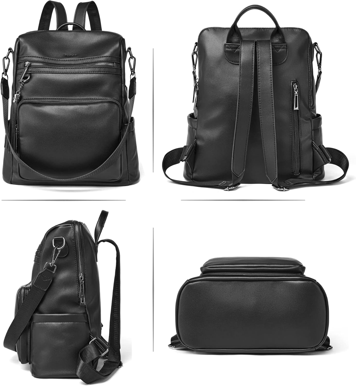 OPAGE Leather Backpack Purse for Women Fashion Tassel Ladies Shoulder Bags Designer Large Backpack Travel Bag - Image 3