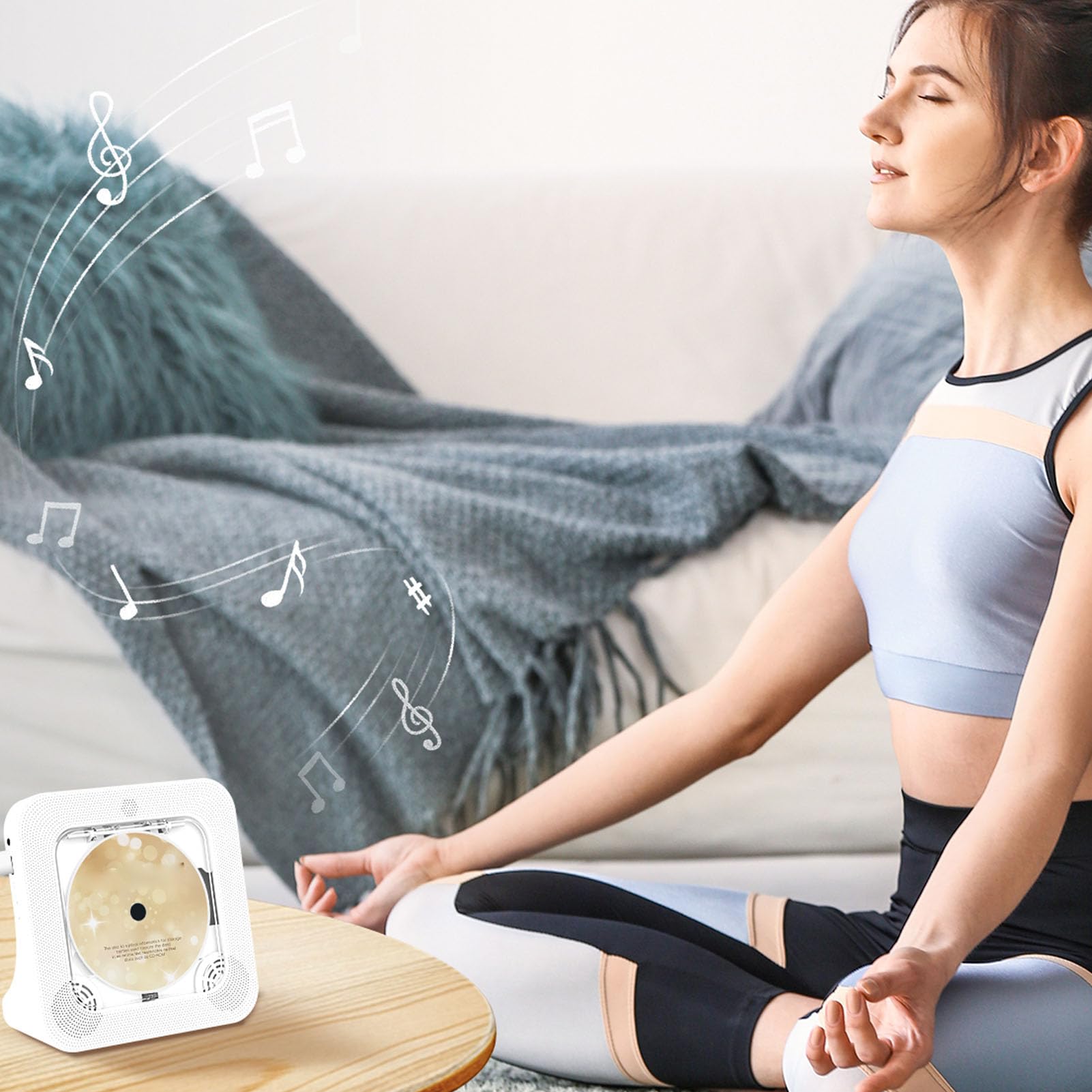 Denash Przenośny Odtwarzacz CD, Głośnik HiFi 5.3 z Wyświetlaczem LED i Pilotem, Interfejs USB AUX do Podróży Samochodem w Domowym Biurze
