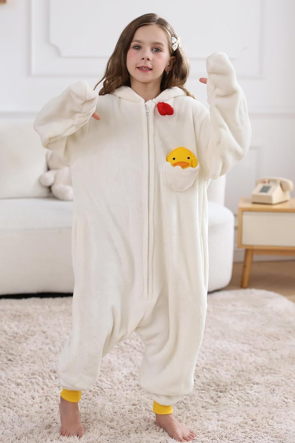 DarkCom Kids Animal Onesie,Women and Mens Cosplay Chicken Onesie Halloween Costume Christmas Pajamas Sleepwear - Image 4