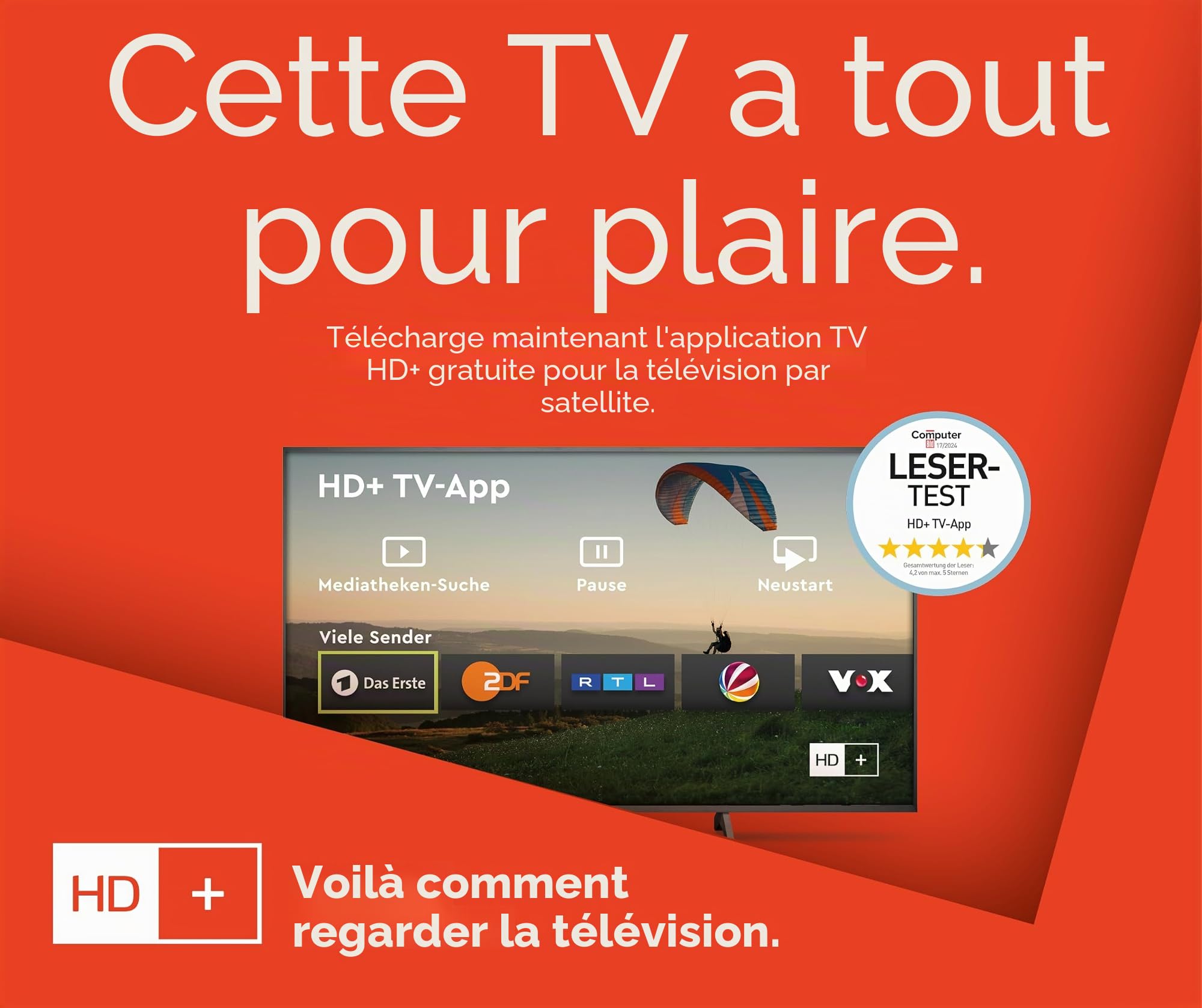 JVC TiVo LT-32VF5355W Téléviseur Smart TV 32" (Full HD, HDR, Triple Tuner, 6 Mois HD+ Inclus)