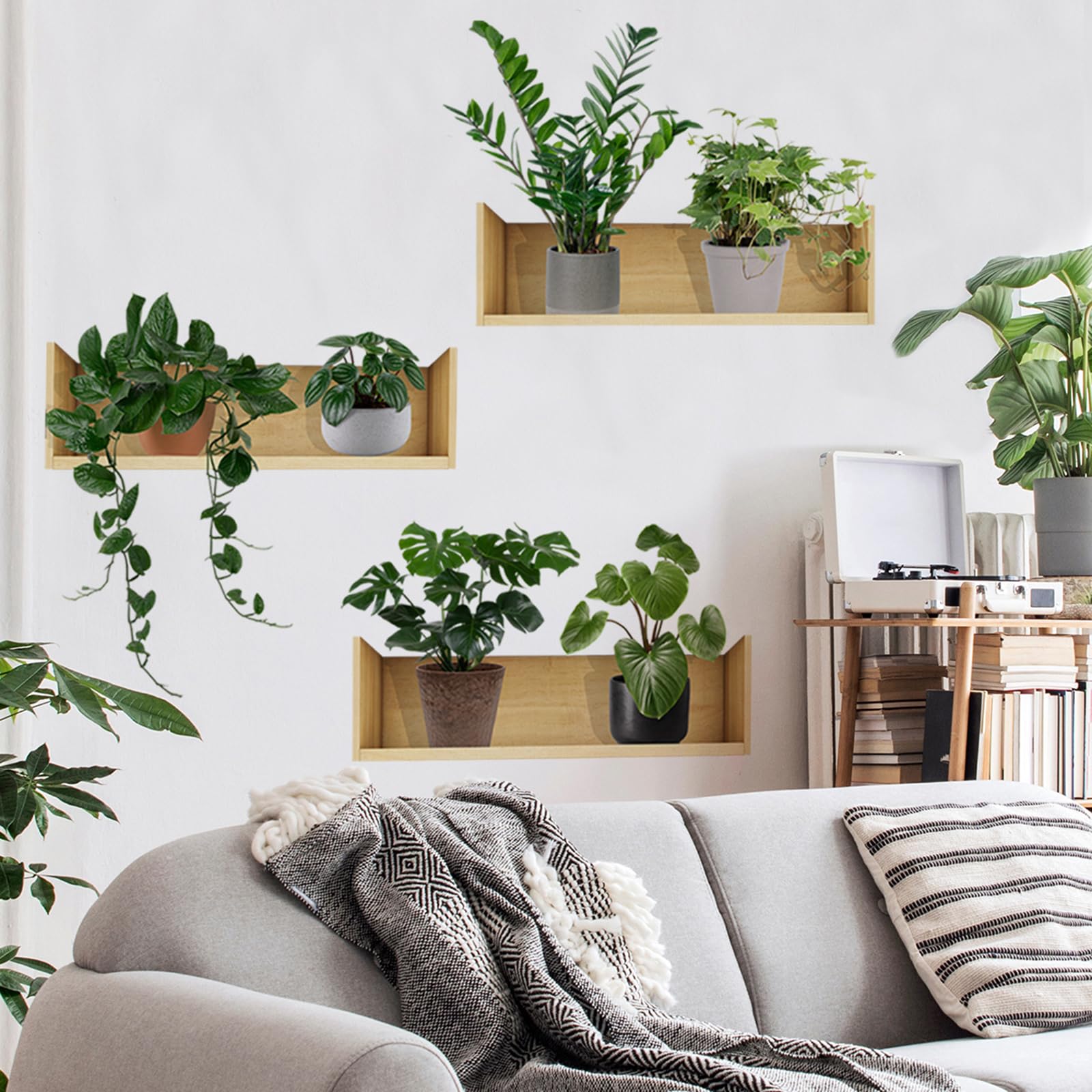 Calcomanías de pared de plantas verdes en 3D, bonsái, plantas tropicales, vinilo creativo para despegar y pegar, decoración de pared extraíble para oficina, hogar, sala de estar, dormitorio (planta